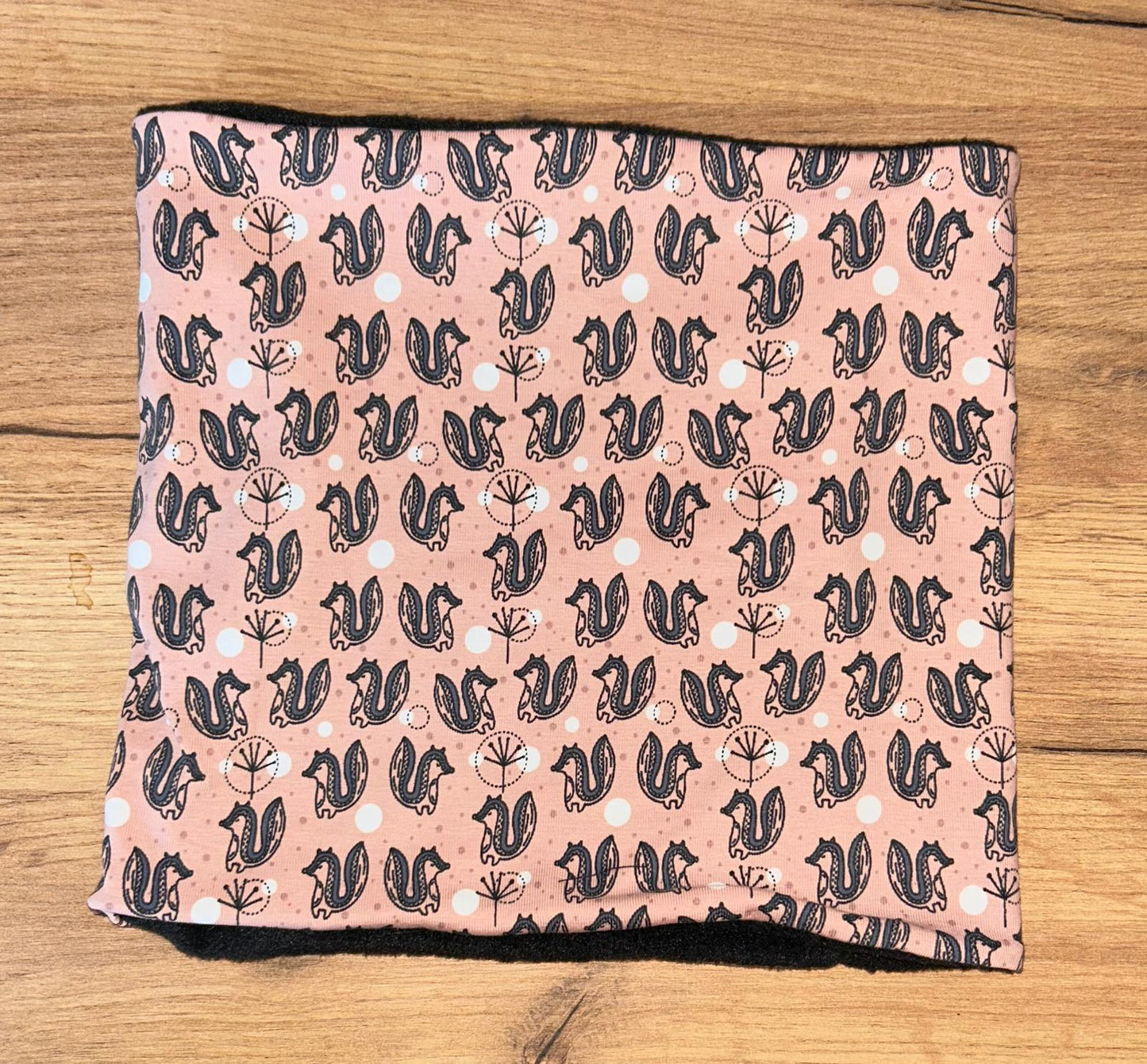 Set - Wendeloop & Wendemütze Altrosa mit Füchsen