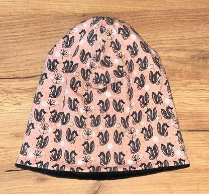 Set - Wendeloop & Wendemütze Altrosa mit Füchsen