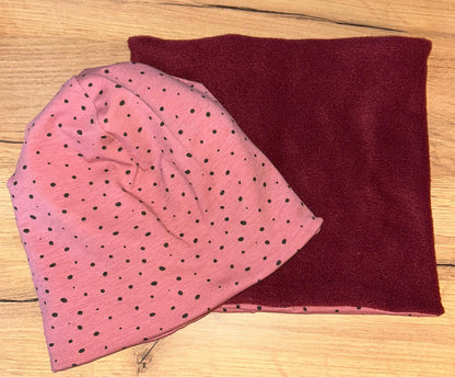 Set - Wendeloop & Wendemütze Beere mit Punkte